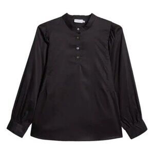 Harshman Black Barbera Popover Blouse 100% Cotton